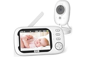 GHB Baby Monitor with Camera and Night Vision, 3.5-inch Video Monitor, VOX Mode, 2-Way Talk, 8 Lullabies, Temperature Alert, Feeding Reminder