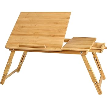 Relaxdays Laptop Ständer Bambus - Höhenverstellbarer Betttisch Bis 15 Zoll