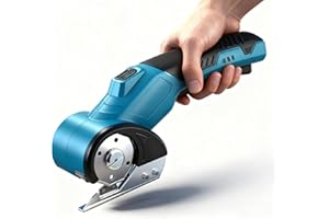 OTUFAN Cordless Cardboard Cutter, High-Speed Electric Scissors, Low Noise & LED Light USB Charger Power Electric Scissors for Cutting Fabric, Leather, Carpet, Sewing, Crafting & DIY Projects (Blue)