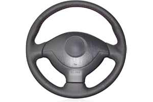 Shining wheat Funda para volante de coche de piel negra para Suzuki Jimny 2007-2012