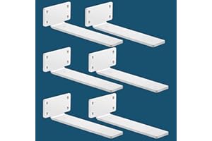 MLOQI 6 stück Regalhalterung, Regalwinkel Schwerlast, Regalhalter Metall, Schwerlastwinkel Wandhalterung Winkel Regal, 0,5 cm Dick Regalträger, Tragkraft 50 KG (Weiß 25 cm)