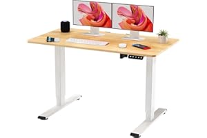 SANODESK QSE 110 x 60 cm Escritorio Regulable en Altura Eléctrico Standing Desk Escritorio Elevable Eléctrico con Tablero Telescópico Bidireccional con Función de Memoria y Anticolisión (Blanco+Arce)