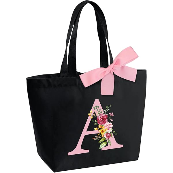 Sac Fourre-tout En Toile Personnalisable DWDC - Lettres A à Z, 35x42 Cm, écologique, Réutilisable, Cadeau Idéal