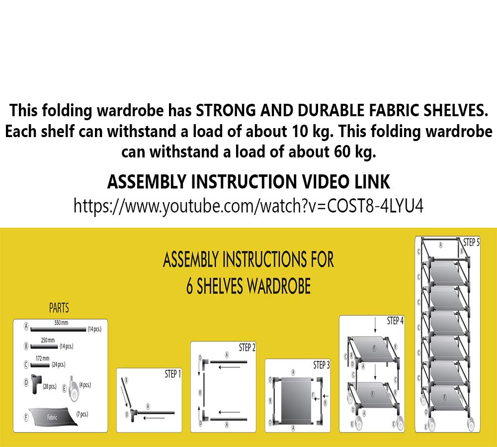 Little One's | 6 Shelves Baby Foldable Wardrobe | Aquatic Blue (Made in India, ISI Certifed), LW6/FB - Image 6