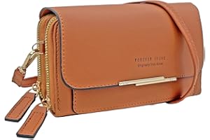 lifwimner Borsa Portafoglio Donna Lunga a Tracolla multitasche e multiuso borsa a tracolla e Pochette e Clutch e borsa tracolla per cellulare(Marrone)