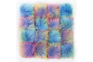 SYSUII 10 Stück 8cm Kunstfell Pompon Fellbommel Pompon Bommel für Mützen Beanies Fellbommel Fellpompon Künstlicher Haarball für Tasche Anhängern Schlüsselanhänger Dekoration Bekleidung Zubehör -Bunter blau