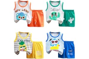 XM-Amigo 8 opakowań dla chłopca lub chłopca bez rękawów koszulka podkoszulki krótkie spodnie zestawy ubrań, wiek (3 miesiące do 7 lat)
