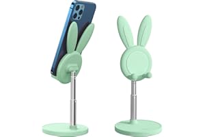 OATSBASF Uroczy stojak na telefon komórkowy, regulowany uchwyt na telefon komórkowy, gruba obudowa, przyjazny dla środowiska, kompatybilny z iPhone, Kindle, iPad, przełącznikami, tabletami, wszystkimi telefonami (jasnozielony)