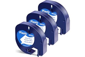 ‎MARKURLIFE Markurlife kompatible Dymo LetraTag Etikettenband Plastic White 12mm x 4m für Dymo LetraTag LT-100H LT-100T XR QX 50 Letratag 200B Kunststoff Schriftband 91221/S0721660 Schwarz auf Weiß