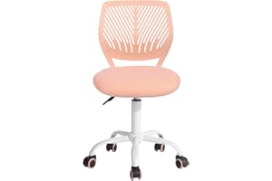 FurnitureR Set of 1 Desk Chair, Adjustable Height Task Chair, Swivel Chair with Small Hole Backrest Design for Bedroom Study Room, Light Pink