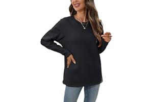 outfit spring Thermo Pullover Damen Winter Warme Dicke Gefütterte Fleece Sweatshirt Oberteil Thermoshirt Damen Langarm