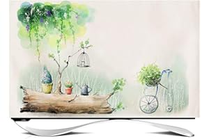 YANGUANG 27-65-Zoll-TV-Abdeckung Staubschutzhülle, TV-Displayschutzfolie Im Europäischen Stil Staubdicht Für LCD-LED-Fernseher TV-Staubschutzhülle Mit Gebogener Form Stoff Stoffd(Color:Blumen,Size: 65inch)