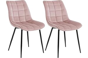 ‎WOLTU WOLTU Esszimmerstühle 2er Set, für Wohnzimmer Küche Esszimmer, Küchenstühle gepolstert mit Rückenlehne, Sitzfläche aus Samt, mit Metallbeinen, bis 150 kg belastbar, Rosa