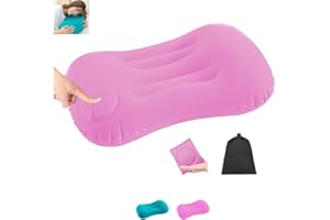 JYJLLM Compressible Compact Travel Inflatable Pillow，inflatable travel pillow， Pillow for Camping,Inflatable Camping Pillows for Adults Comfortable, Hiking, Beach, Fishing，office (Pink)
