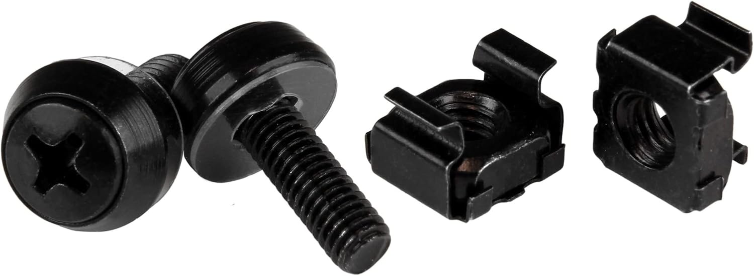 StarTech.com M5 Cage Nuts and Screw - 12 mm Rack Screws and Cage Nuts - 50 Pack - Black - Replacement Serve Rack Screws (CABSCREWM5B)