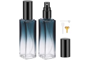 Segus Refillable Perfume Bottle, 2 Pcs 20ml Travel Aftershave Dispenser, Perfume Sample Bottles in Glass, for Daily, Business Trips (Gradient Blue)