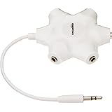 Amazon Basics Répartiteur audio 5 casques, Blanc