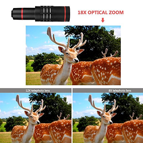 Elecguru HD clip-on kit obiettivo, universale 18 x Zoom teleobiettivo + 12.5 x super macro lens + 0.6 x Grandangolo per iPhone 7/6s/6 Plus/5/4, Samsung, HTC e altri smartphone