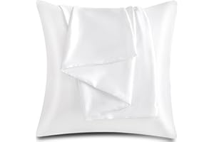 TOCOMOA satynowa poszewka na poduszkę o wymiarach 40 x 40 cm, biała, zestaw 2 sztuk, łagodna dla włosów i skóry, miękka i zdrowa, z ukrytym zamkiem błyskawicznym