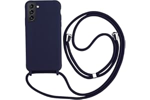 2ndSpring Coque avec Collier Compatible avec Samsung Galaxy S21,Tour de Cou Lanière en Corde Pendentif Housse,Silicone Souple Bleu