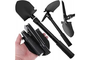 GRABACZ Pala de Campo Plegable, Pala Militar, Pico, azada, Sierra, Bolsa, Camping, Militar, 4 en 1