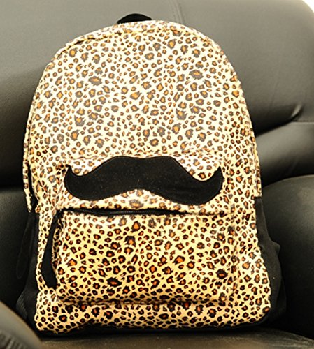 ningteng Fashion Leopard Funny Schnurrbart Laptop Buch Wandern Rucksack