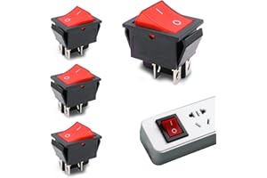 ONGNIUU 4Pcs Interrupteur Bipolaire, 4 Pôles Avec Témoin Lumineux Rouge, Environ 250 V - 16 A, 2 positions : marche/arrêt