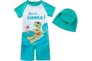Naiyafly Baby Boy Swimsuit Set Toddler Kids Sun Protection Short Sleeve Bathing Suit Children One Piece/Rash Guard Suit Swimwear Sunsuit for Swimming Summer Beach and Pool