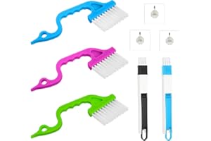 LAMEK 2 pcs 2 en 1 Mini Cepillo Recogedor Ventana Plegable Pincel Limpiador Plastico con 3 Cepillo Limpieza Ventanas con Mango de Mano y 3 Gancho de Plastico para Cocina Baño Ordenador Teclado