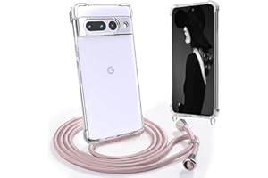 Ptny Coque avec Cordon Compatibles avec Google Pixel 7 Pro, étui en TPU Silicone Transparent avec Réglable Téléphone lanière, Case pour Google Pixel 7 Pro, Or Rose