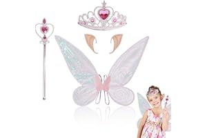 Shengou Papillon Elfe Wings Enfant,Elfe Wings pour Les Filles,Elfe Wings Girl, Ailes de Papillon pour Les Enfants,Ailes de fée pour Les Enfants,Costume d'ailes de fée,Ensemble d'ailes de fée
