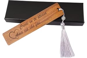 BOFUNX Segnalibri in Legno Naturale Segnalibro Particolare con Nappe Gadget Laurea Idea Regalo Natale Originale per Maestra Insegnanti Studenti Laurea Bomboniere