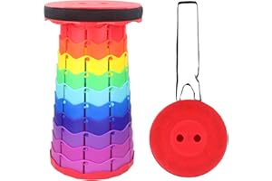 FUREINSTORE Tabouret pliable portable, tabouret télescopique léger et durable pour les activités de plein air telles que les voyages, la pêche, la randonnée et le camping (rouge multicolore)
