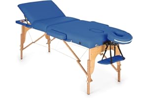 ‎KLARFIT Klarfit MT 500 Massageliege - Massagetisch mit Armlehnen & Kopfstütze, Massageliege Klappbar mit 10-stufiger Rückenlehne, verstellbare Fußstützen, Gesichtsloch, 10 cm Polsterung, blau