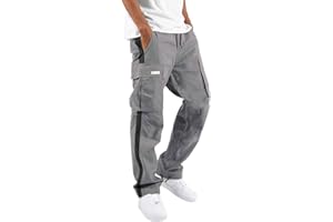 EODJXIO Pantaloni da Lavoro Elasticizzati Uomo Cotone Pantaloni da Jogging Pantaloni Cargo Estivi Pantaloni Cargo con Elastico alla Caviglia Pantaloni Tuta Leggero Sportivi con Coulisse