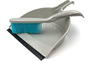 TDBS THE DUSTPAN AND BRUSH STORE Pet Hair Remover Rubber Dustpan and Brush Set | 22cm Wide Dustpan and Soft Bristle Rubber Brush for Carpet | Ideal for Cleaning Pet Hairs, Fibres and Dirt from Carpets and Furniture