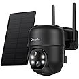 Cinnado Solar Security Camera Outdoor Wireless 2K CCTV Camera Systems House Security, Solar Battery Powered, PIR Detection, 360° Color Night Vision, Siren, Works with Alexa B6 Black