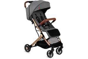 Passeggino MoMi ESTELLE a partire da 6 mesi (fino a 15 kg), pieghevole con cintura di sicurezza a 5 punti, cestino porta spesa e funzione di apertura, manico telescopico per il traino