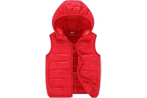DAPONGZHI Smanicato Piumino Senza Maniche Gilet con Cappuccio Bambini Piumini con Cappuccio Cappotto Imbottito Senza Manica da Bambini Zip Up Giubbotto Impermeabile Invernale 3-15 Anni