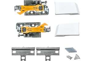 INDAUX Coppia di Ganci per Pensili e Mobili Sospesi SCARPI 4 – Sicurezza Anti Tilt e Fissaggio a Vite, Installazione Facile e Rapida, Ideale per Cucine e Armadi, Con Cover Protettiva Bianca
