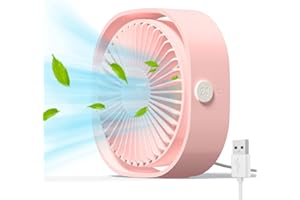 Simpeak Mini Usb Desk Fan Cooling quiet portable Pink USB Powered ONLY (No Battery), 3 Speed Setting 360° Adjustable Swivel for Home and Travel