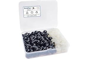 RuWfpz Yeux de Securite Amigurumi Crochet 12mm - 100pcs Yeux de Sécurité Poupée en Plastique Noir, Oeil Yeux pour Peluche Amigurumi, Bouton Yeux a Coudre Animaux
