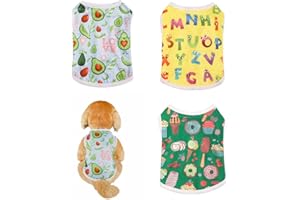 FFWTPY 3 Pezzi Maglietta per Cani Camicia per Cuccioli con Stampa di Lettere di Frutta e Gelato Vestiti Estivi Traspiranti per Cuccioli Abbigliamento per Animali Domestici