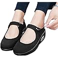 Women Walking Orthopedic Shoes, Air Cushion Slip-On Walking Shoes, Casual Mesh Comfortable Working Nurse Shoes, Breathable Lightweight Sneakers Black
