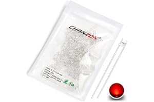 CHANZON 100 pcs 3mm Rouge LED Diode Lumières (Clear Flat Top Transparent DC 2V 20mA) Lumineux Ampoule Lampes Composants Électroniques Indicateur Diodes Émettrices De Lumière