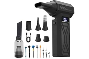 VIVIDRISE Soplador de Polvo Eléctrico,15000 mAh 4 Velocidades 150000 RPM Soplador de Aire Comprimido Limpieza PC de Aire con luz LED Portátil Air Duster para Limpiar PC,Laptop,Teclado,Coche