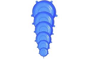 YOUYIKE® Coperchi in Silicone Stretch, 6 Pack di Diverse Dimensioni Coperchio in Silicone per Alimenti, Riutilizzabile ed Espandibile Coperchio per Tazza per Pentole e Freezer - BPA Free