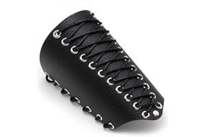 JJDreams Leather Gauntlet Wristband Faux Arm Guards Medieval Vambrace Archery Bracers Punk Gothic Viking Costume Armor Cuff for Men Women