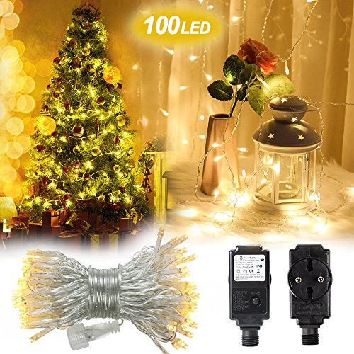 Innoolight 10m 100er Wasserdichte Led Lichterketten Für Zimmer Mit 8 Modi Für Garten, Weihnachtsbaum Als Lichterkette Transparent Innen, Led Lichterkette Strombetrieben, Led Lichterkette Aussen (10m)