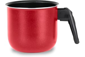 Zanetti, Bollilatte in Alluminio Linea Adriatica, Pentolino Latte Diametro 10 cm, Impugnatura Ergonomica, Bricco Latte, Colore Rosso, No Induzione, Made in Italy